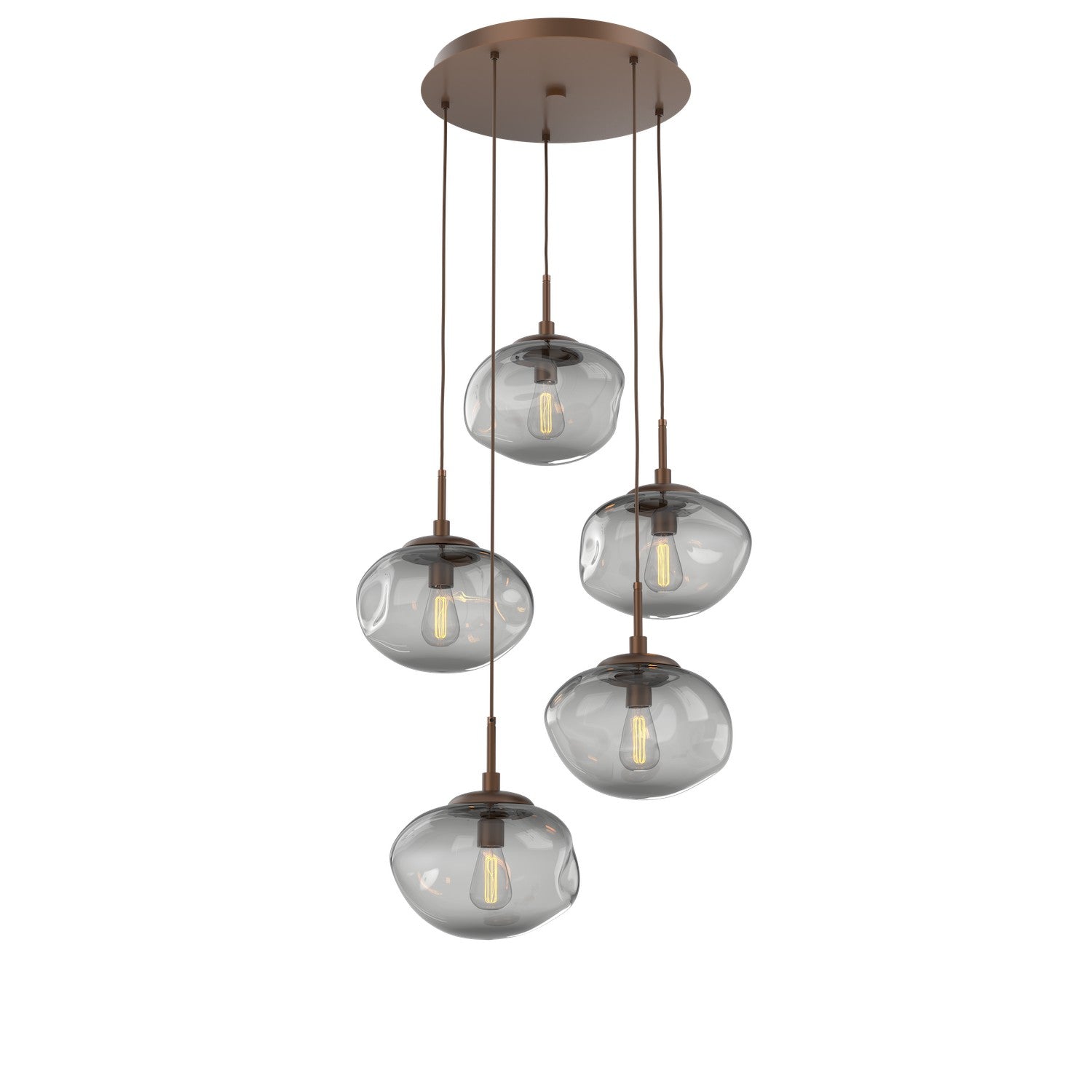 Hammerton Studio - CHB0064-05-BB-S-C01-E2 - Five Light Pendant - Nebula - Burnished Bronze