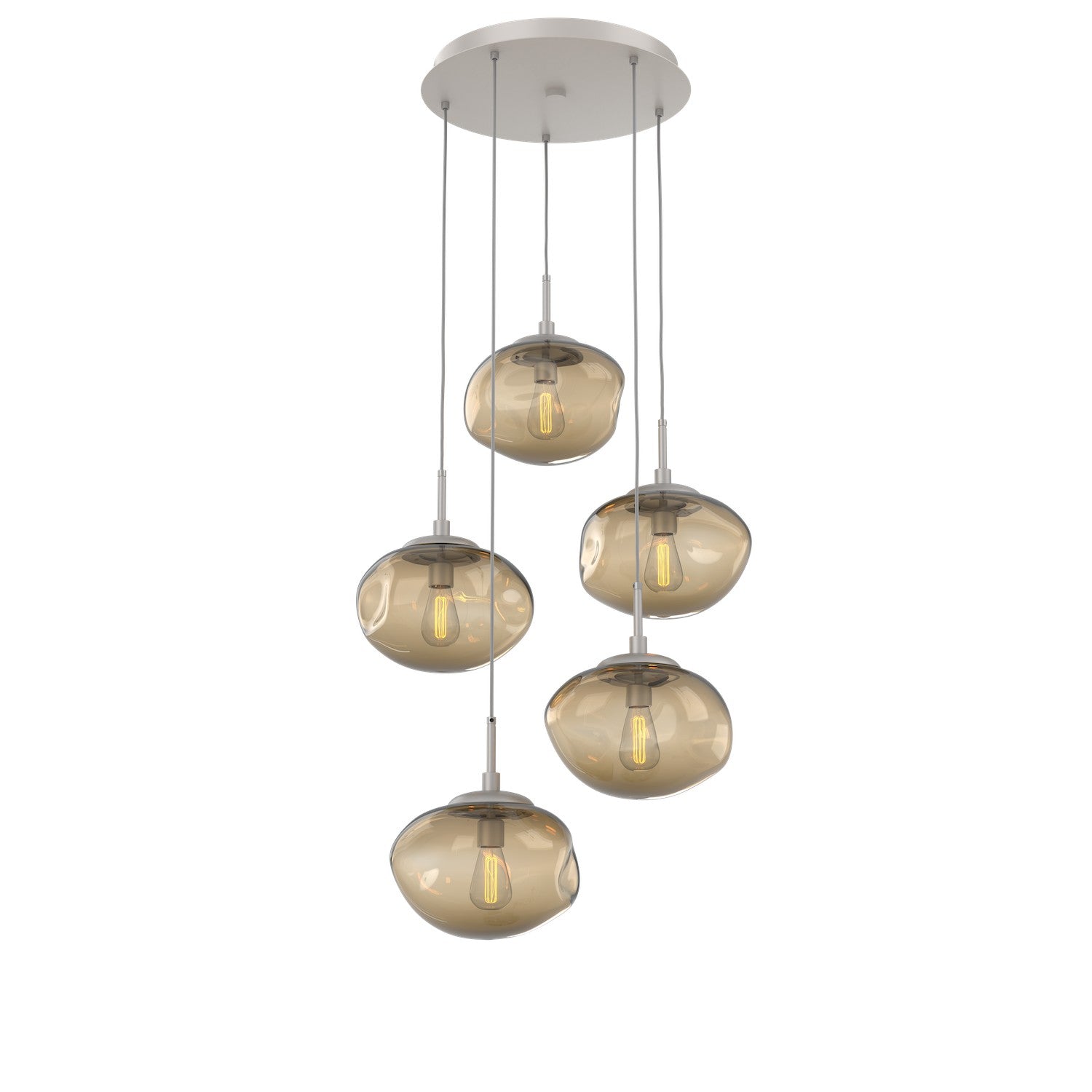 Hammerton Studio - CHB0064-05-BS-B-C01-E2 - Five Light Pendant - Nebula - Beige Silver