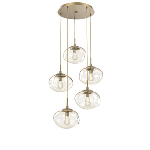 Hammerton Studio - CHB0064-05-GB-A-C01-E2 - Five Light Pendant - Nebula - Gilded Brass