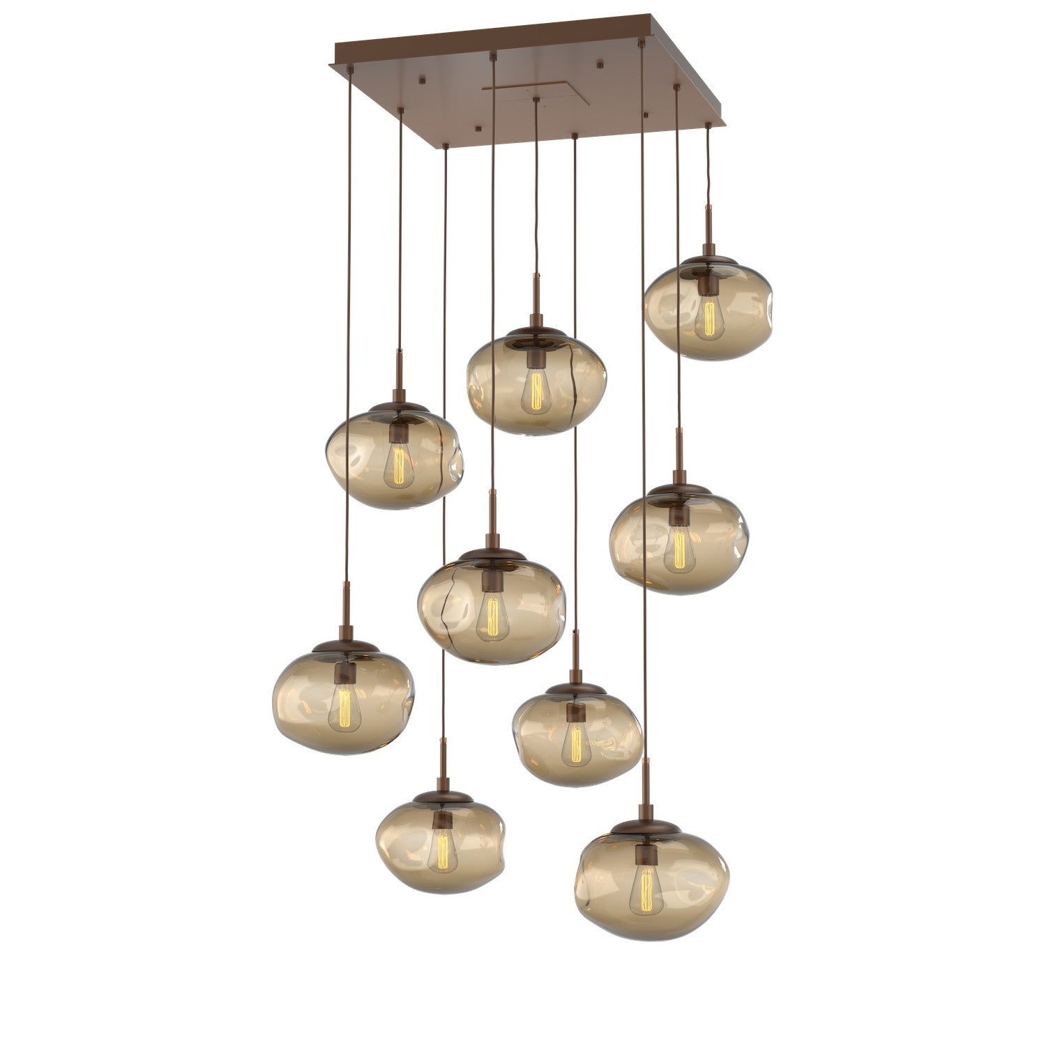 Hammerton Studio - CHB0064-09-BB-B-C01-E2 - Nine Light Pendant - Nebula - Burnished Bronze