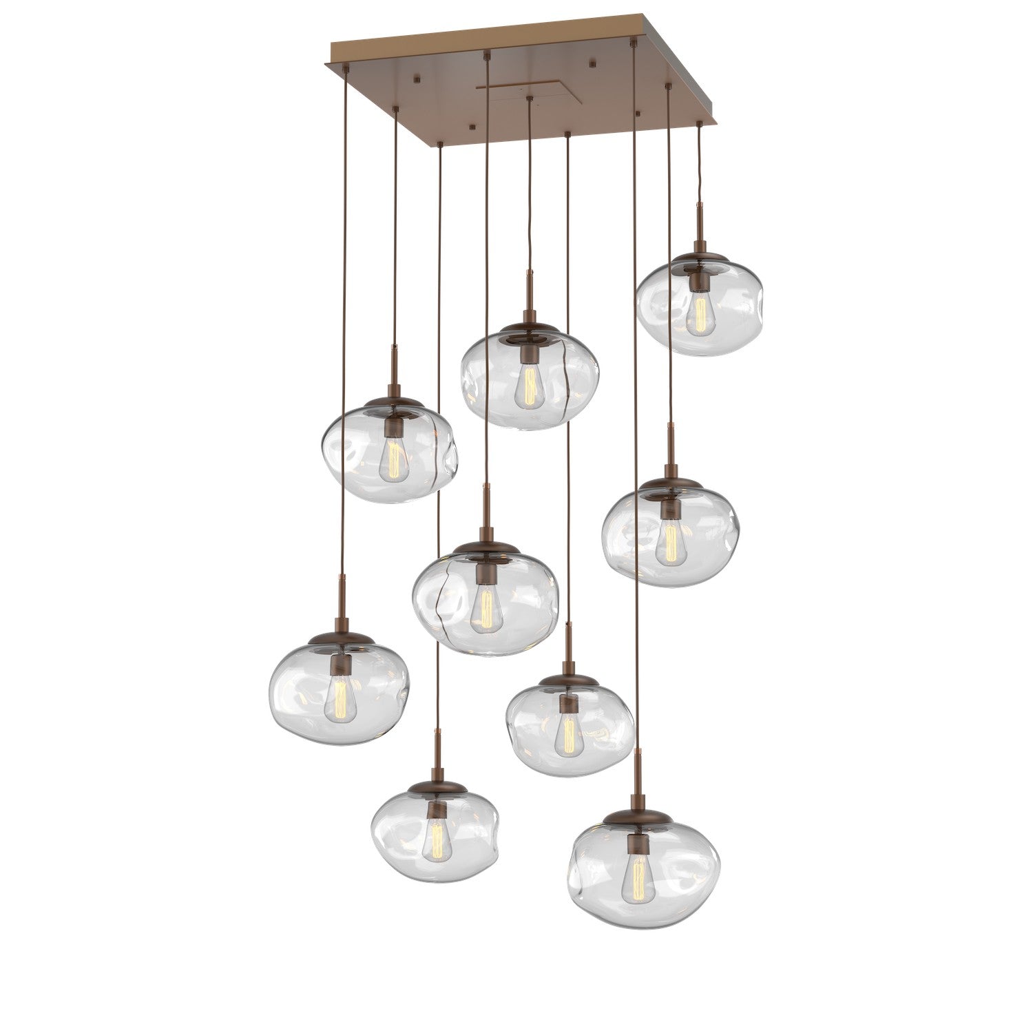 Hammerton Studio - CHB0064-09-BB-C-C01-E2 - Nine Light Pendant - Nebula - Burnished Bronze