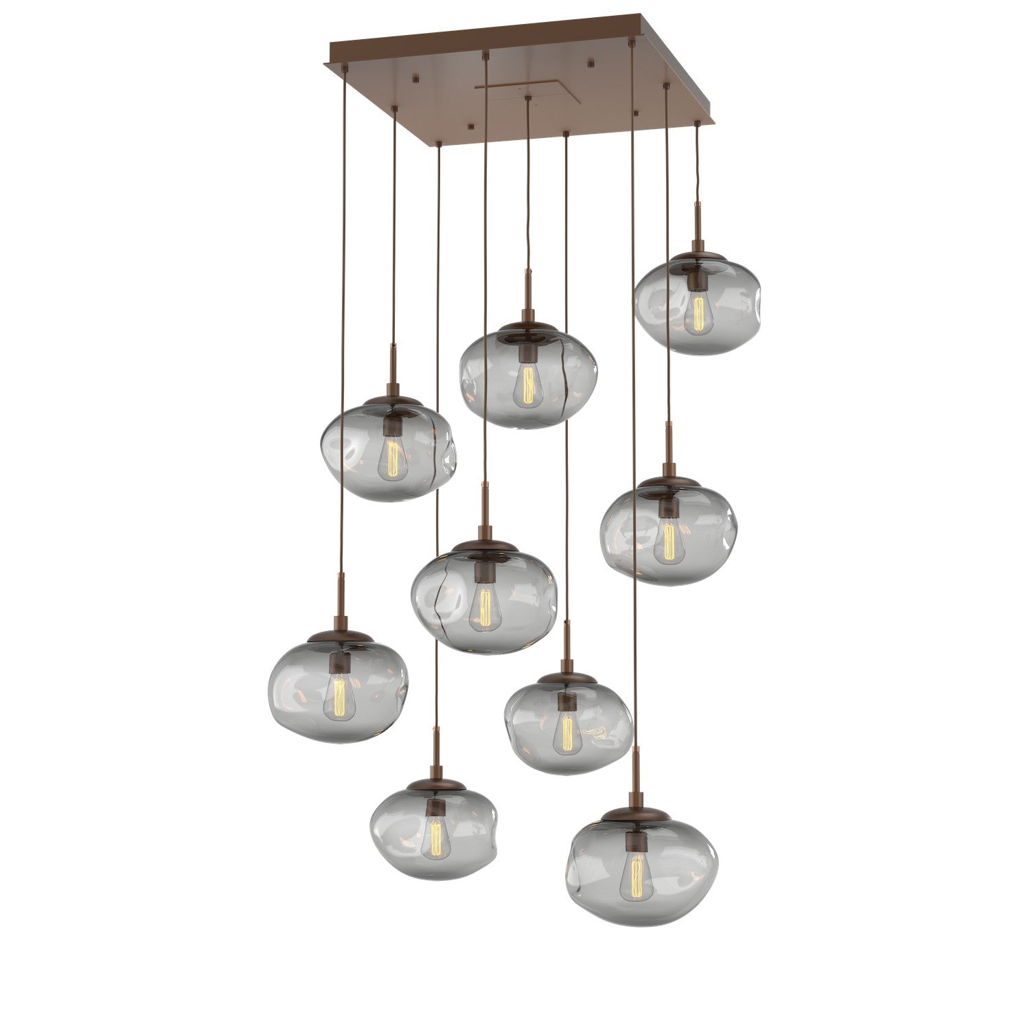 Hammerton Studio - CHB0064-09-BB-S-C01-E2 - Nine Light Pendant - Nebula - Burnished Bronze