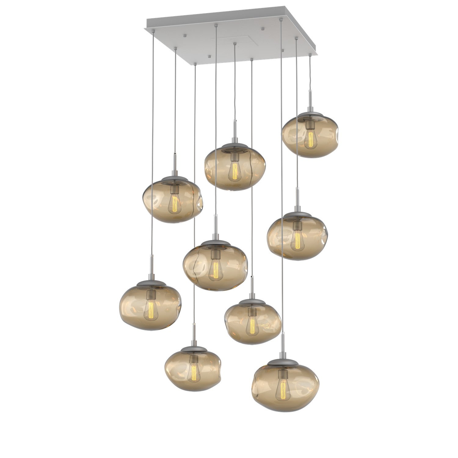 Hammerton Studio - CHB0064-09-CS-B-C01-E2 - Nine Light Pendant - Nebula - Classic Silver