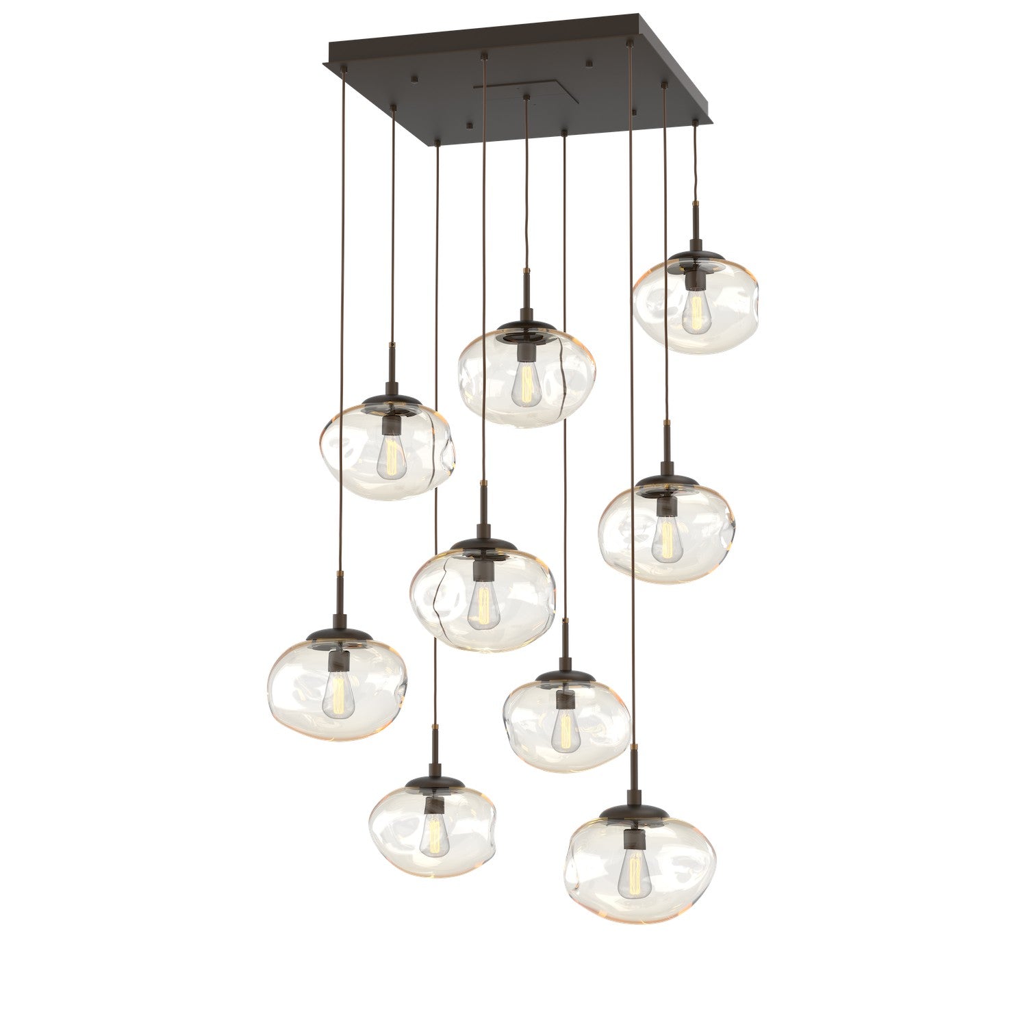 Hammerton Studio - CHB0064-09-FB-A-C01-E2 - Nine Light Pendant - Nebula - Flat Bronze