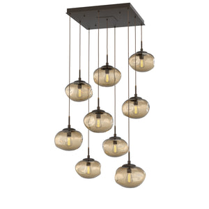 Hammerton Studio - CHB0064-09-FB-B-C01-E2 - Nine Light Pendant - Nebula - Flat Bronze