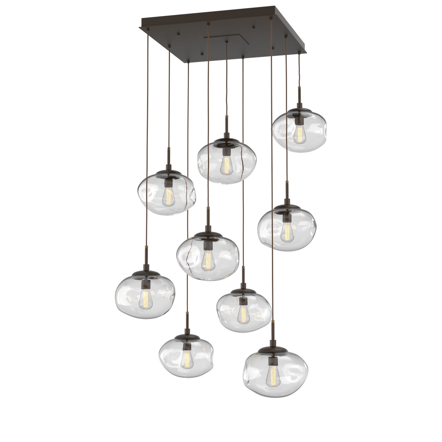 Hammerton Studio - CHB0064-09-FB-C-C01-E2 - Nine Light Pendant - Nebula - Flat Bronze