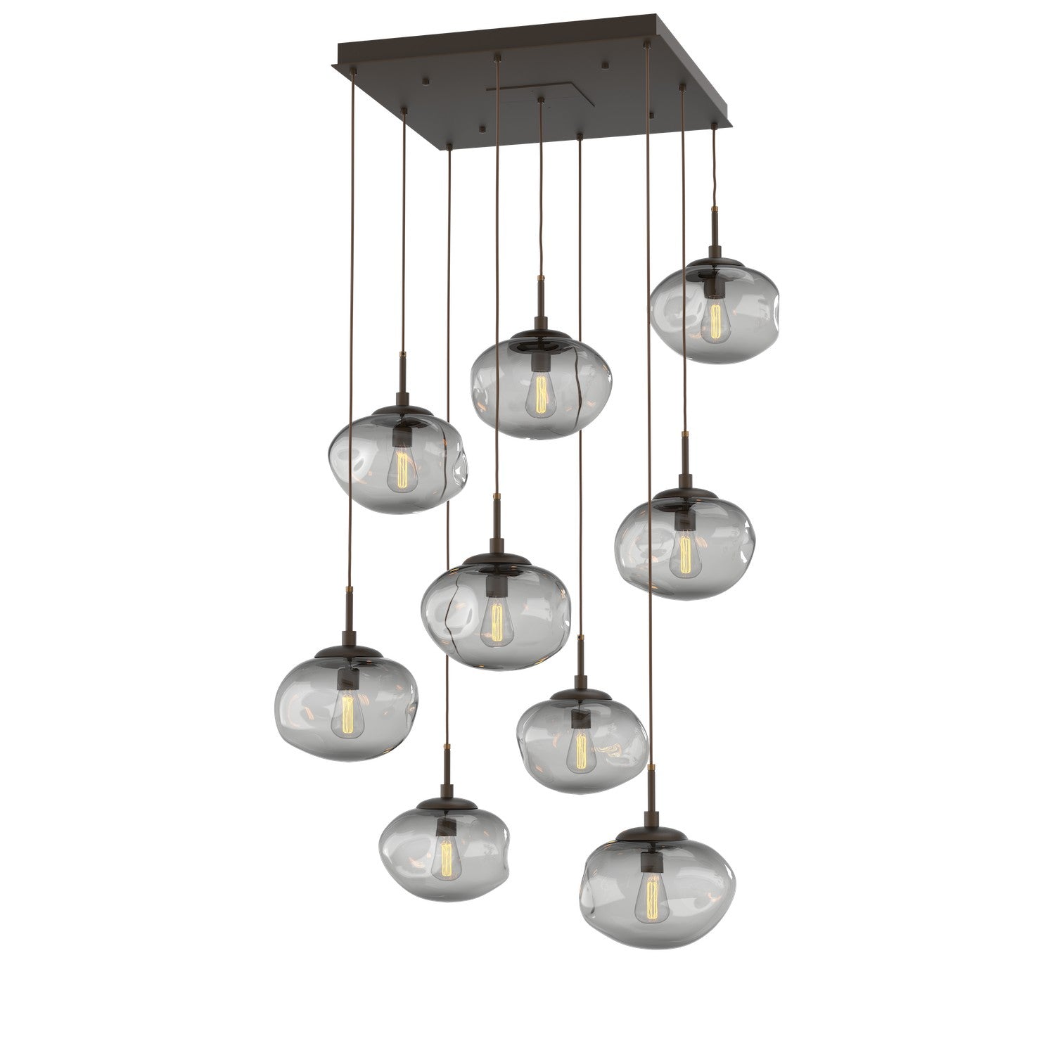 Hammerton Studio - CHB0064-09-FB-S-C01-E2 - Nine Light Pendant - Nebula - Flat Bronze