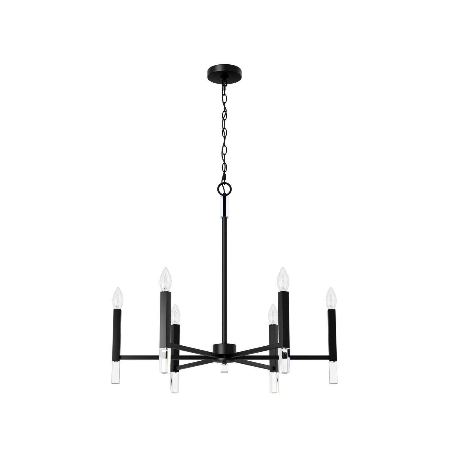 Hunter - 45231 - Six Light Chandelier - Sunjai - Matte Black