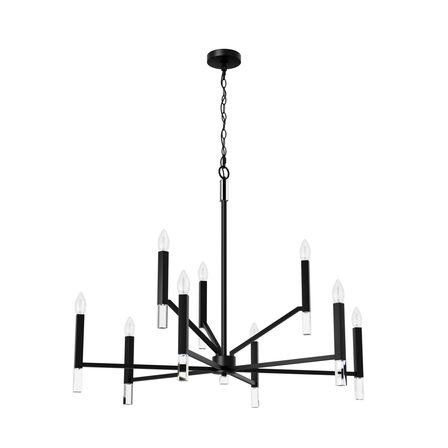 Hunter - 45232 - Nine Light Chandelier - Sunjai - Matte Black