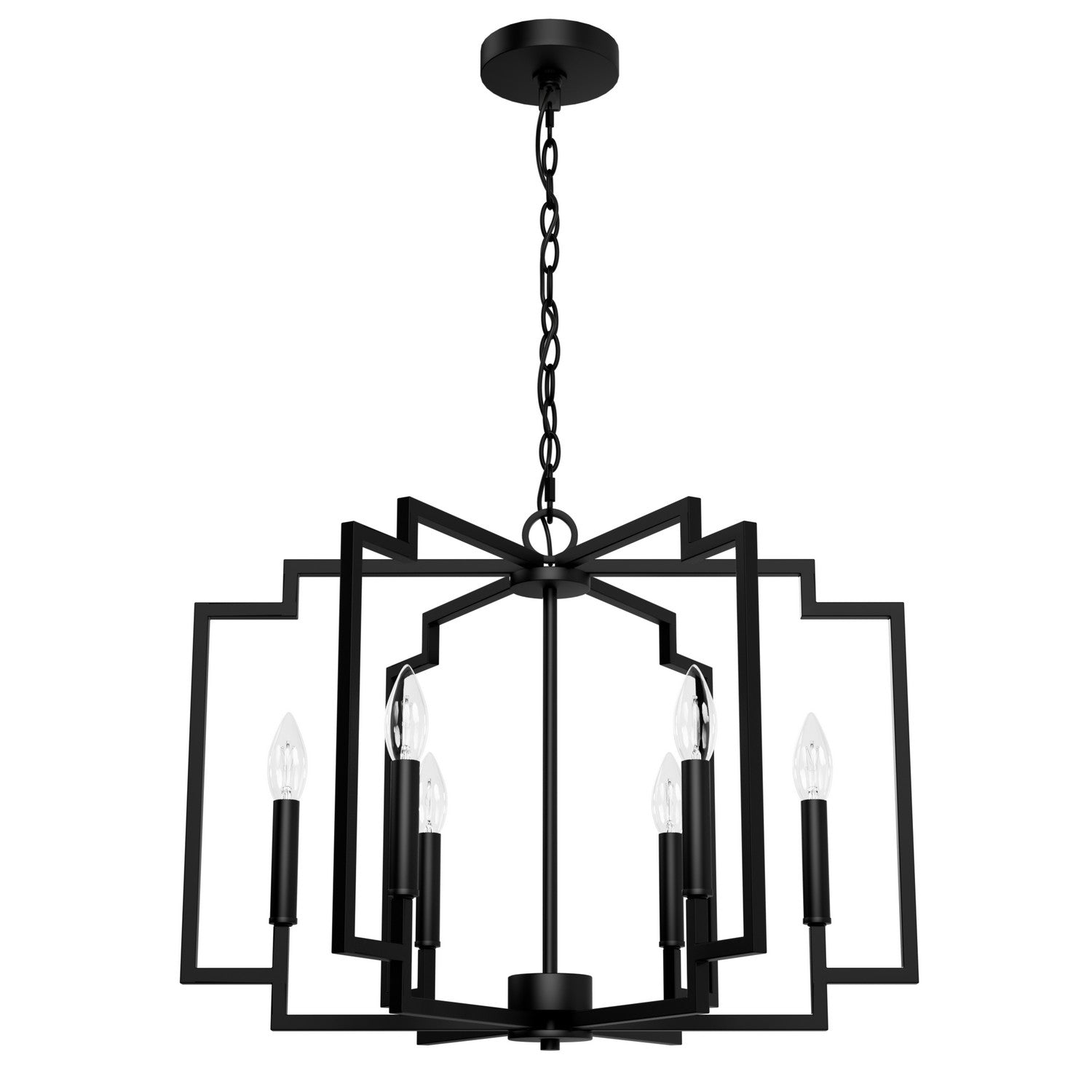 Hunter - 45241 - Six Light Chandelier - Zoanne - Matte Black