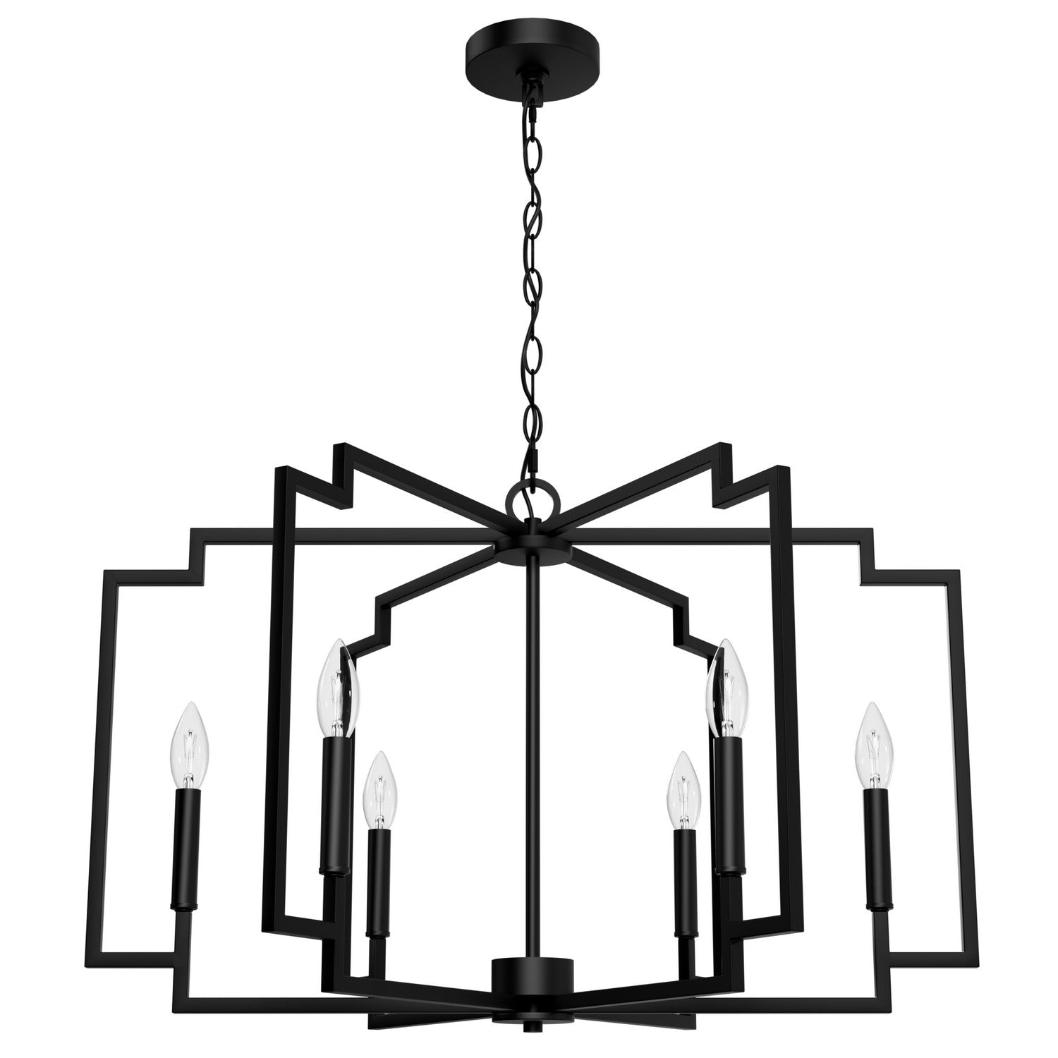 Hunter - 45242 - Six Light Chandelier - Zoanne - Matte Black