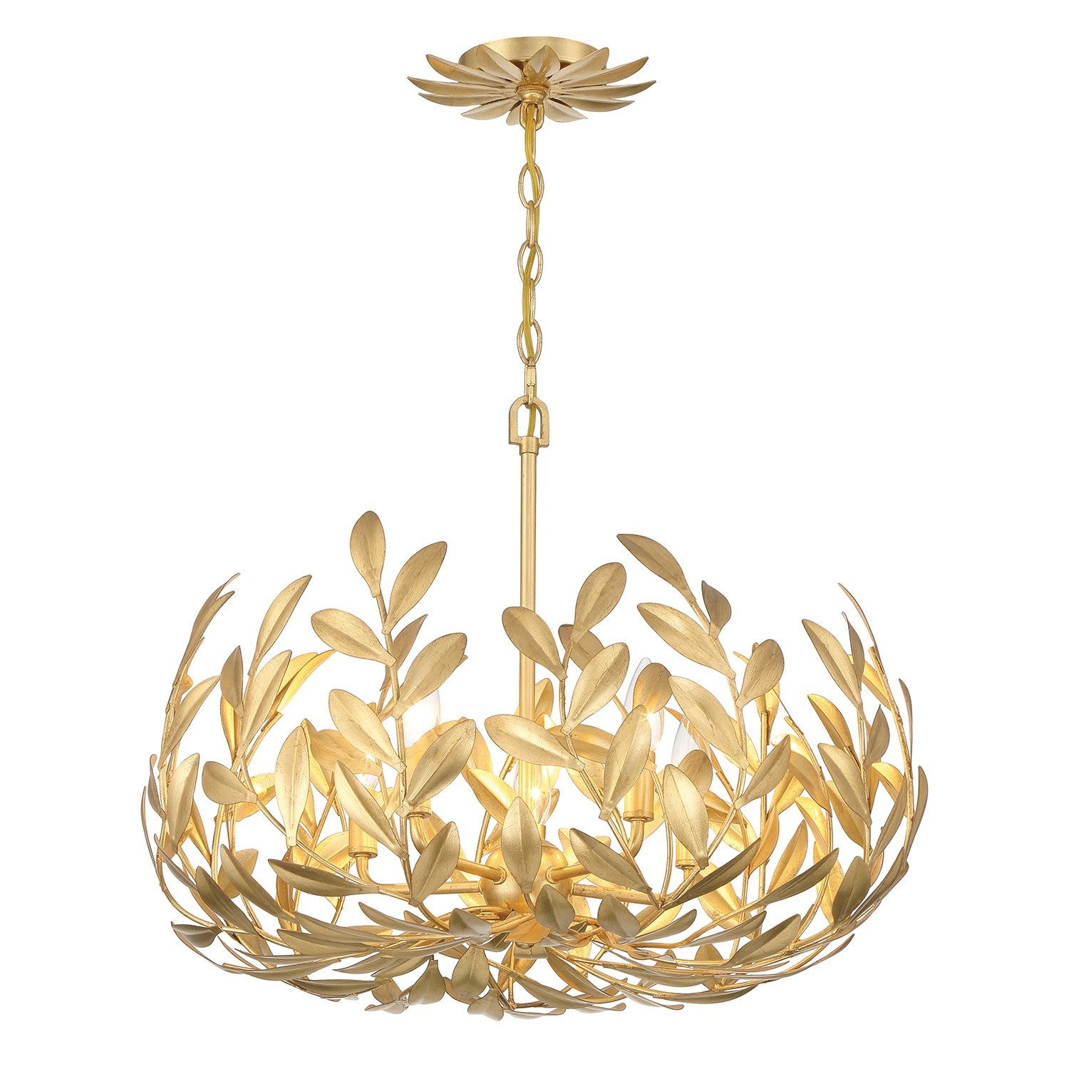 Crystorama - 566-GA - Five Light Chandelier - Broche - Antique Gold