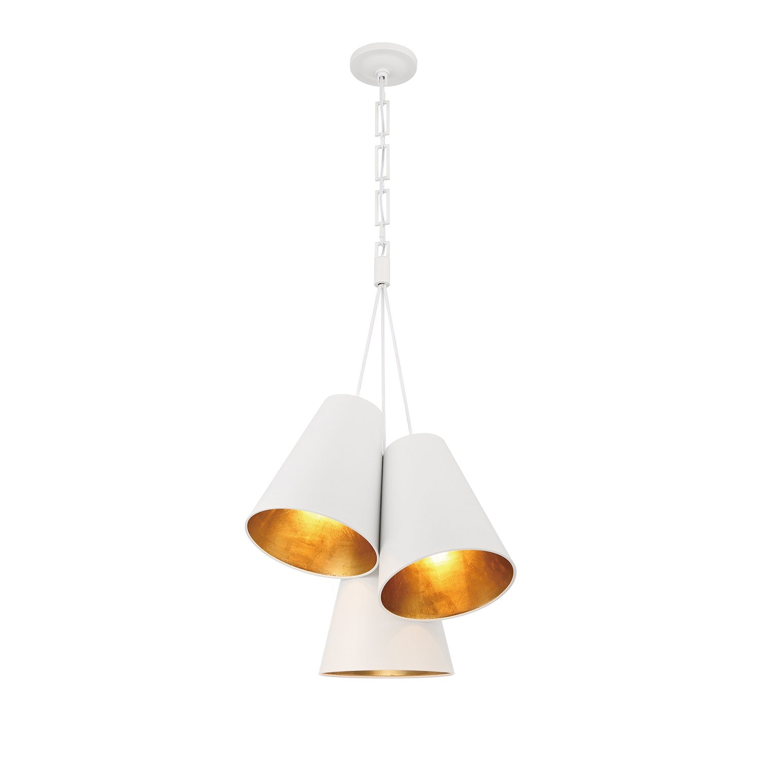 Crystorama - 8684-MT-GA - Three Light Pendant - Alston - Matte White / Antique Gold