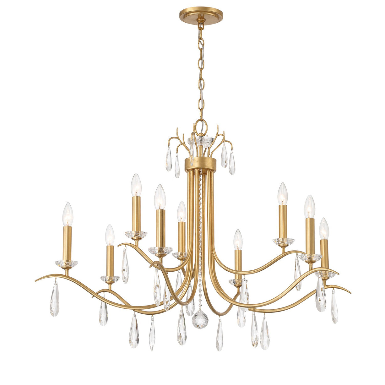 Crystorama - ROL-18819-GA - Nine Light Chandelier - Rollins - Antique Gold