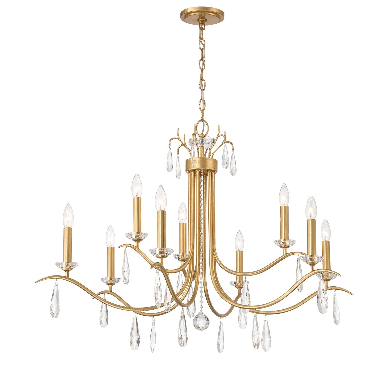 Crystorama - ROL-18819-GA - Nine Light Chandelier - Rollins - Antique Gold