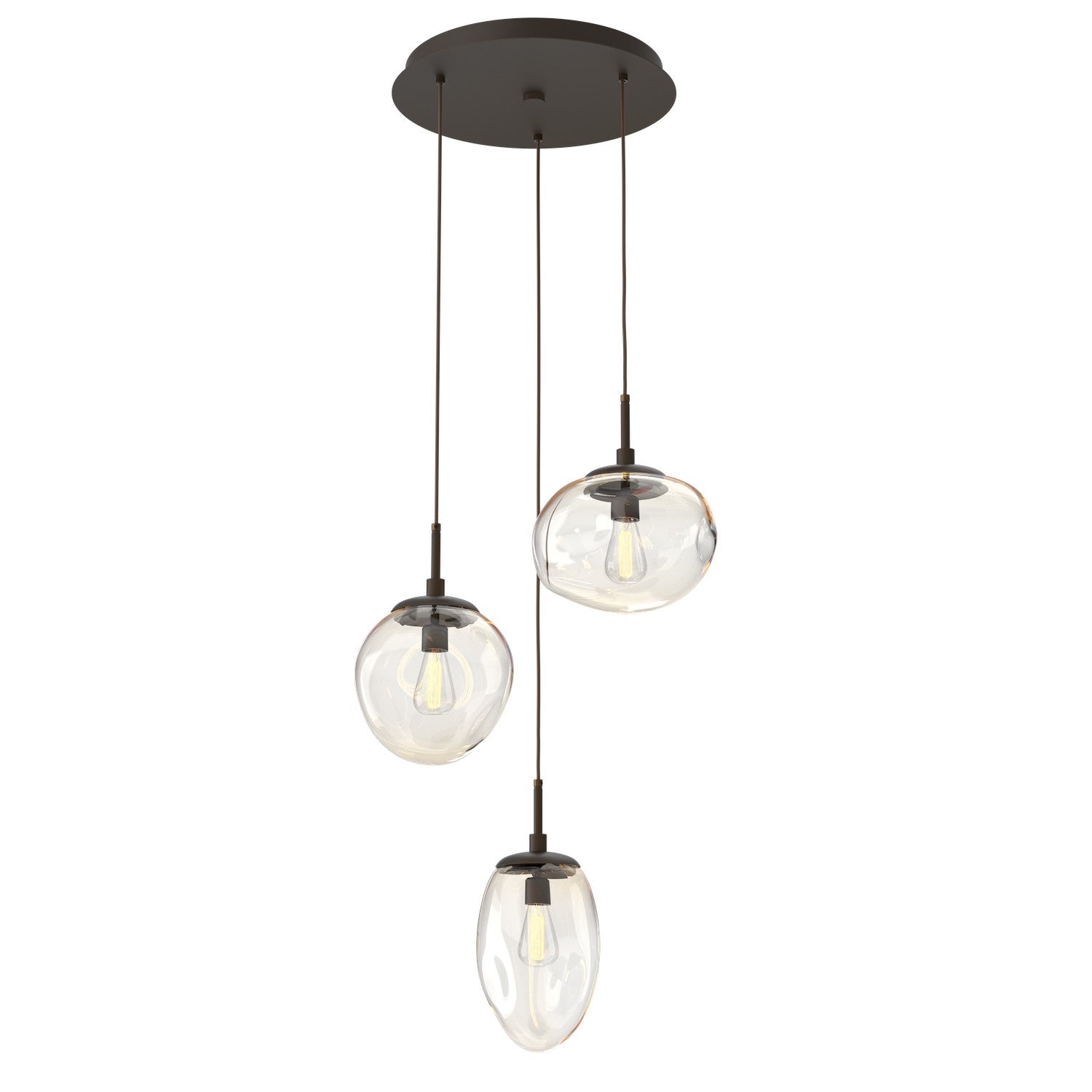 Hammerton Studio - CHB0065-03-FB-A-C01-E2 - Three Light Pendant - Cosmos - Flat Bronze