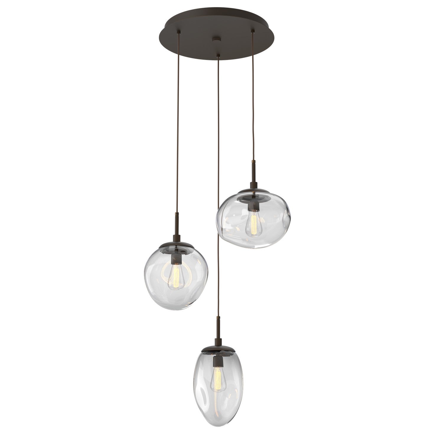 Hammerton Studio - CHB0065-03-FB-C-C01-E2 - Three Light Pendant - Cosmos - Flat Bronze