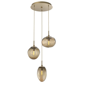 Hammerton Studio - CHB0065-03-GB-B-C01-E2 - Three Light Pendant - Cosmos - Gilded Brass