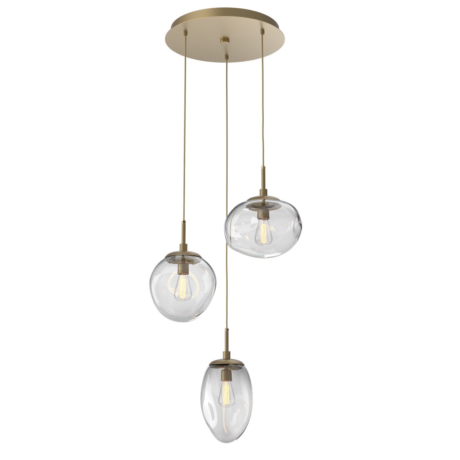 Hammerton Studio - CHB0065-03-GB-C-C01-E2 - Three Light Pendant - Cosmos - Gilded Brass