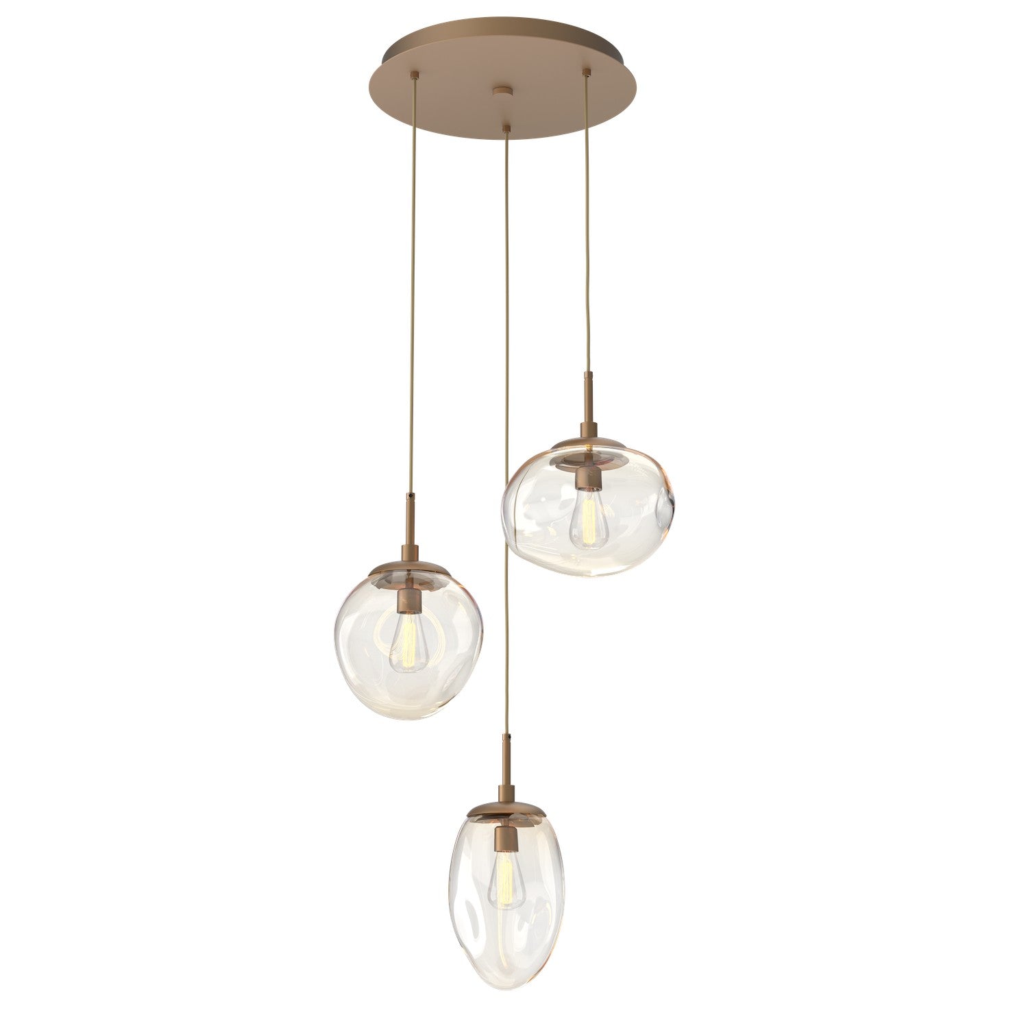 Hammerton Studio - CHB0065-03-NB-A-C01-E2 - Three Light Pendant - Cosmos - Novel Brass