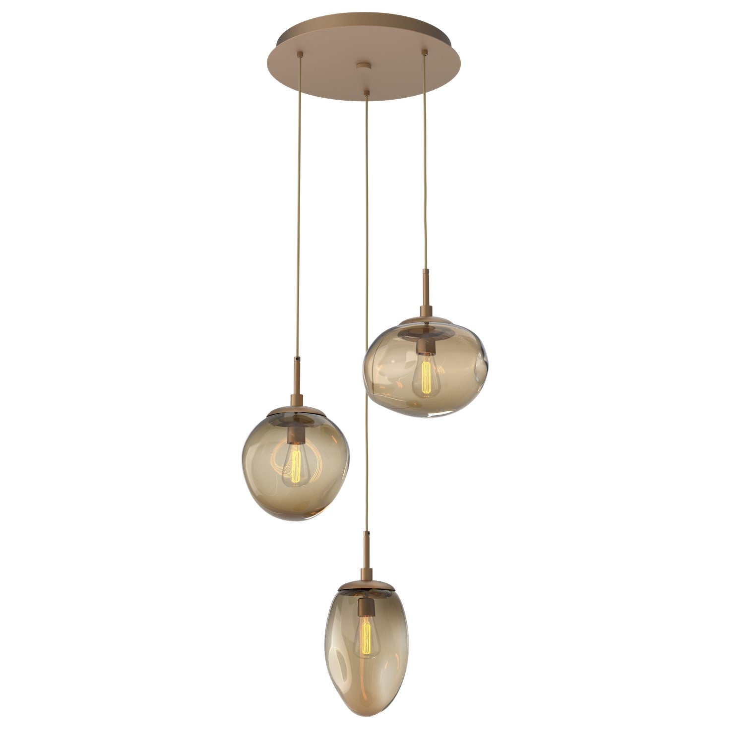 Hammerton Studio - CHB0065-03-NB-B-C01-E2 - Three Light Pendant - Cosmos - Novel Brass