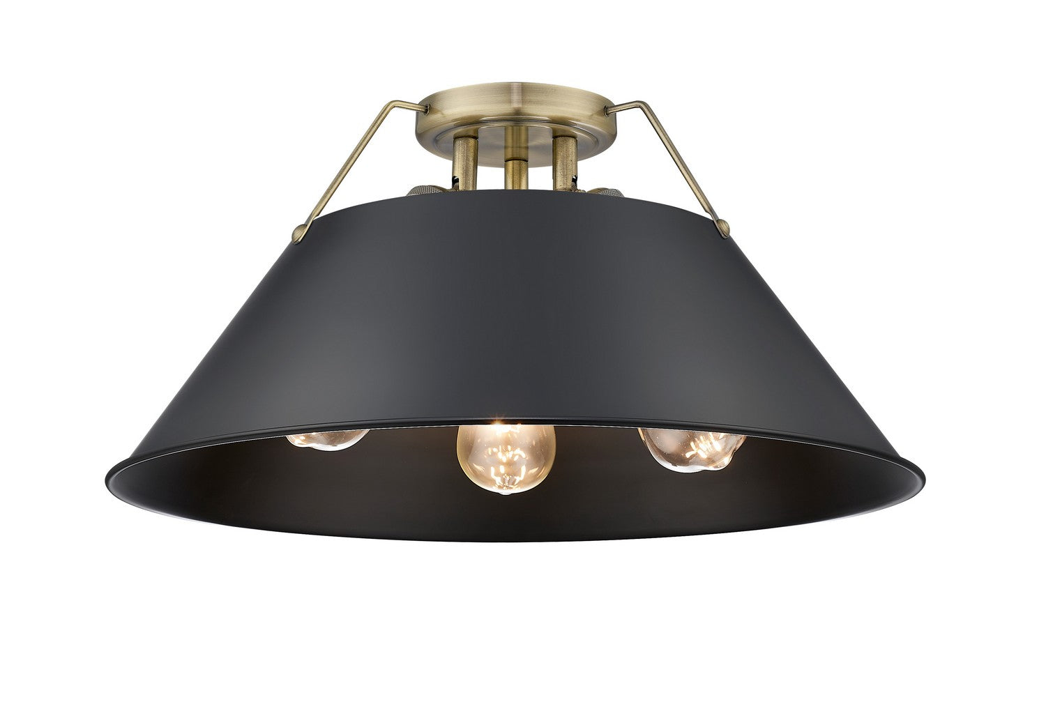 Golden - 3306-3FM AB-BLK - Three Light Flush Mount - Orwell AB - Aged Brass