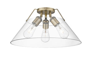 Golden - 3306-3FM AB-CLR - Three Light Flush Mount - Orwell AB - Aged Brass