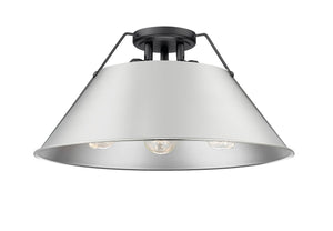 Golden - 3306-3FM BLK-PW - Three Light Flush Mount - Orwell BLK - Matte Black