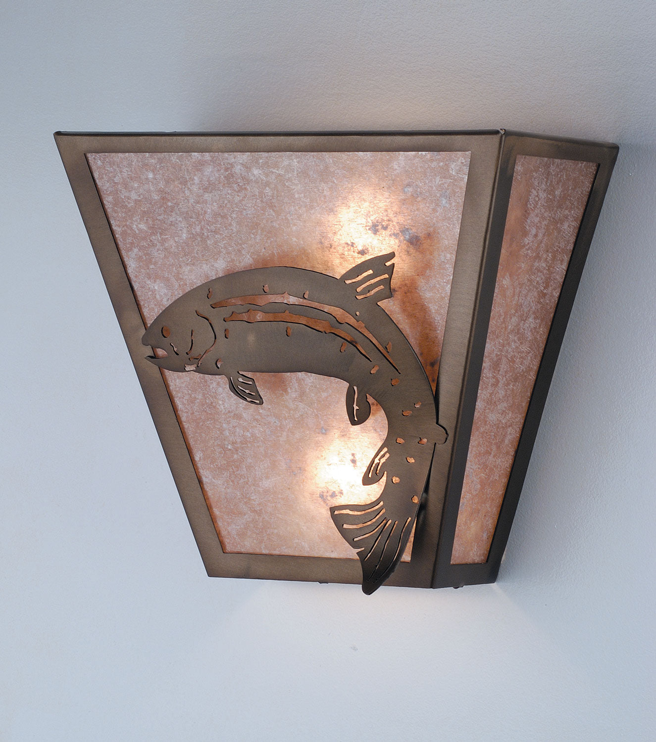 Meyda Tiffany - 82363 - Two Light Wall Sconce - Leaping Trout - Antique Copper