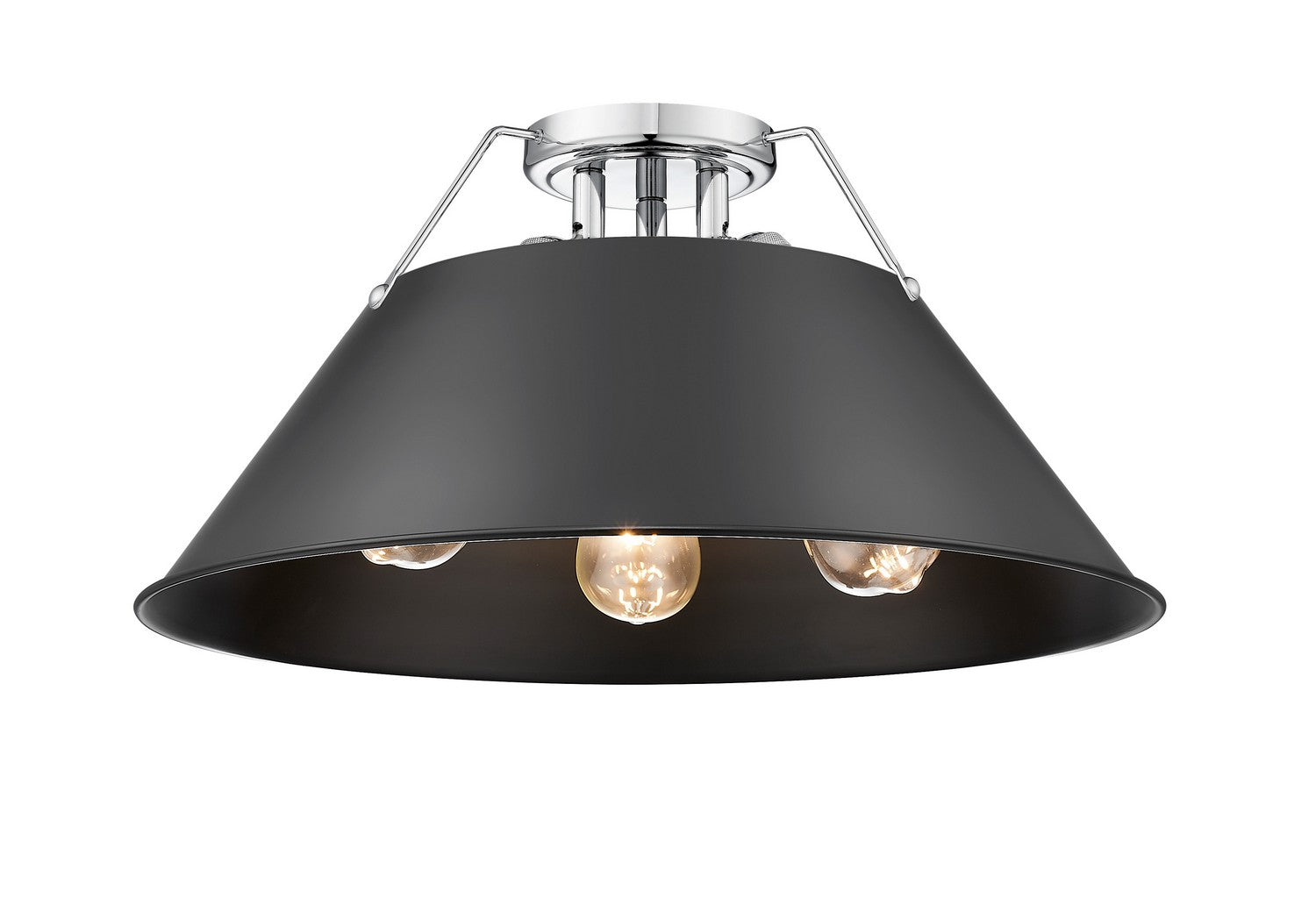 Golden - 3306-3FM CH-BLK - Three Light Flush Mount - Orwell CH - Chrome