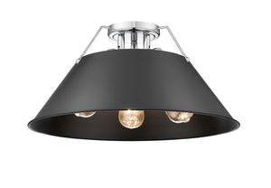 Golden - 3306-3FM CH-BLK - Three Light Flush Mount - Orwell CH - Chrome