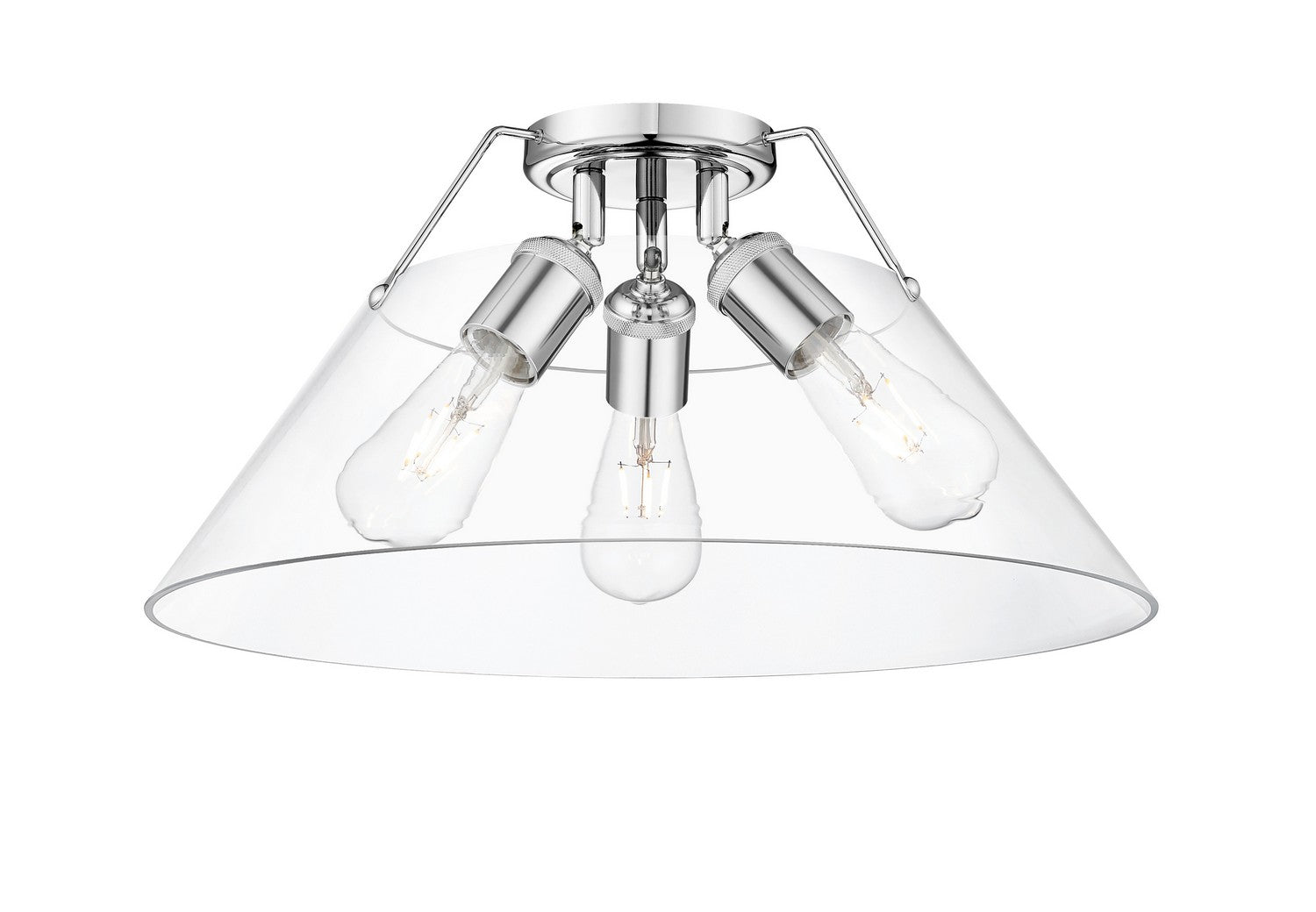 Golden - 3306-3FM CH-CLR - Three Light Flush Mount - Orwell CH - Chrome