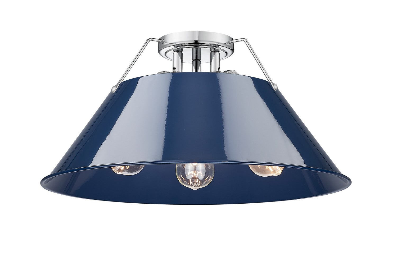 Golden - 3306-3FM CH-NVY - Three Light Flush Mount - Orwell CH - Chrome