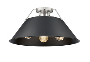 Golden - 3306-3FM PW-BLK - Three Light Flush Mount - Orwell PW - Pewter