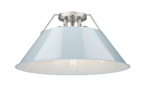 Golden - 3306-3FM PW-DB - Three Light Flush Mount - Orwell PW - Pewter