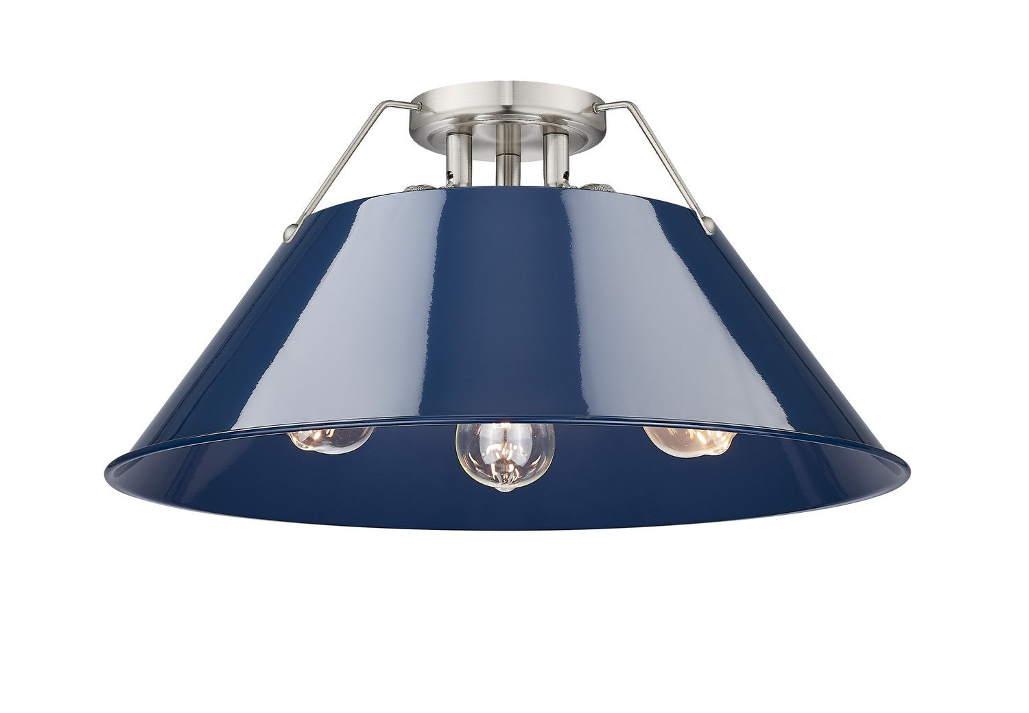 Golden - 3306-3FM PW-NVY - Three Light Flush Mount - Orwell PW - Pewter