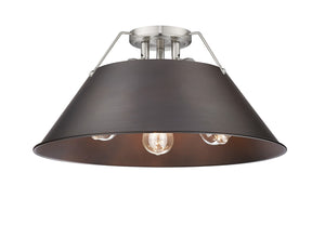 Golden - 3306-3FM PW-RBZ - Three Light Flush Mount - Orwell PW - Pewter