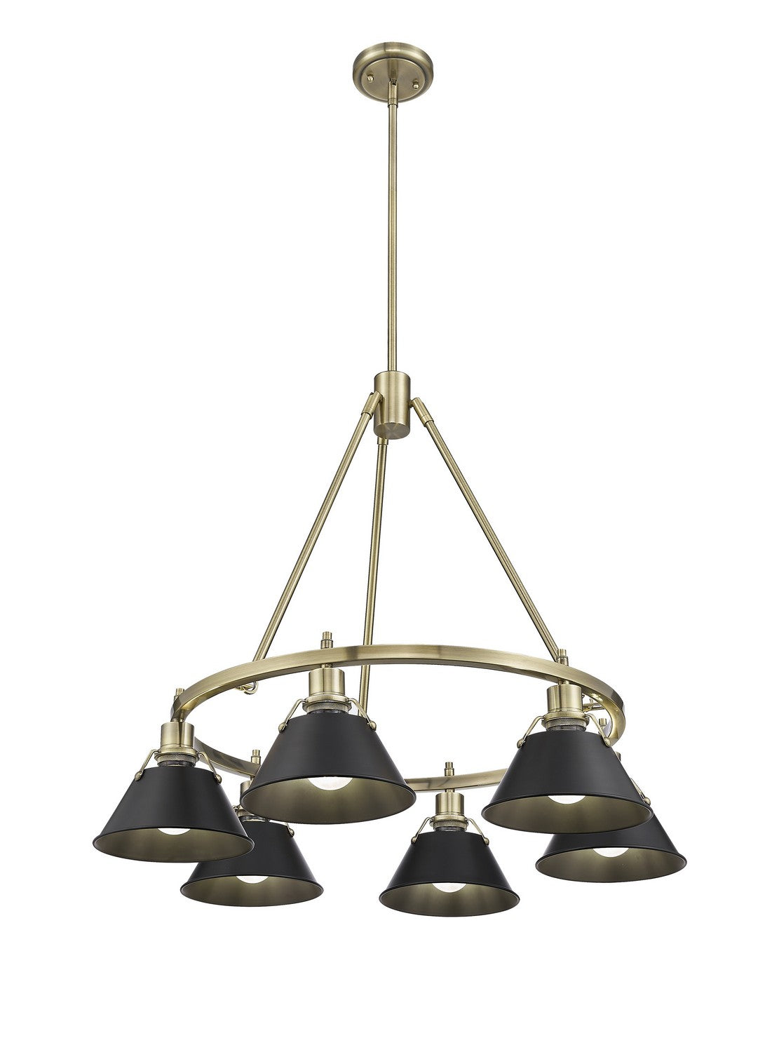 Golden - 3306-6 AB-BLK - Six Light Chandelier - Orwell AB - Aged Brass