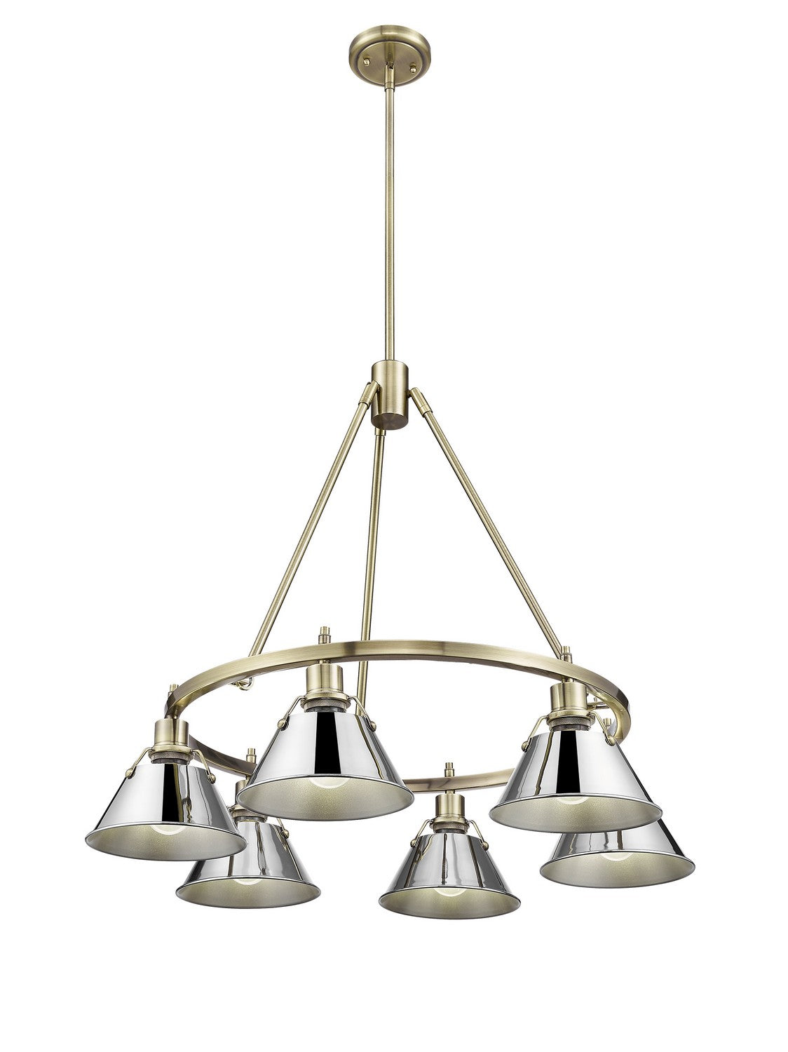 Golden - 3306-6 AB-CH - Six Light Chandelier - Orwell AB - Aged Brass