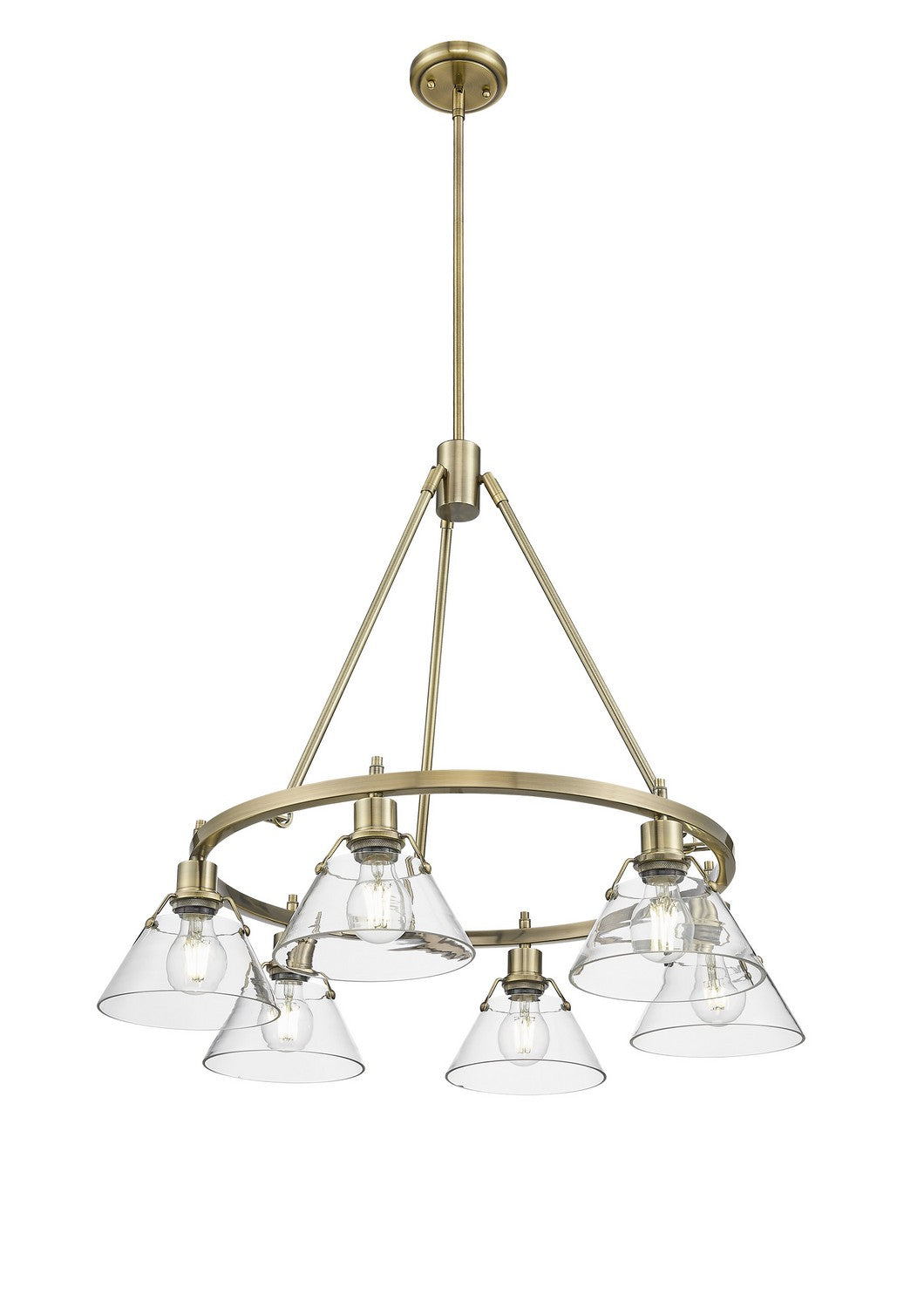 Golden - 3306-6 AB-CLR - Six Light Chandelier - Orwell AB - Aged Brass