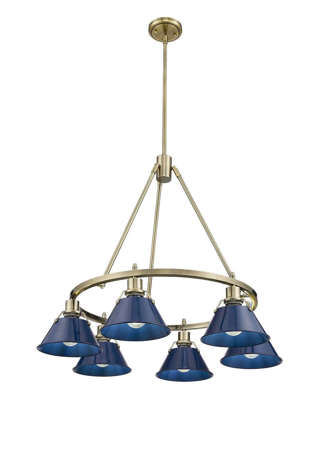 Golden - 3306-6 AB-NVY - Six Light Chandelier - Orwell AB - Aged Brass