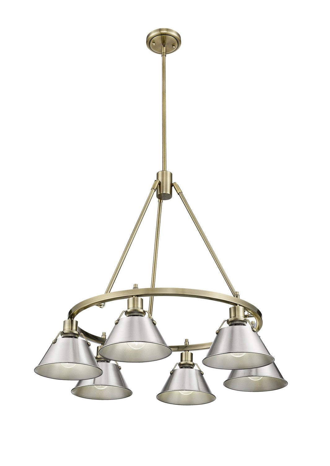 Golden - 3306-6 AB-PW - Six Light Chandelier - Orwell AB - Aged Brass