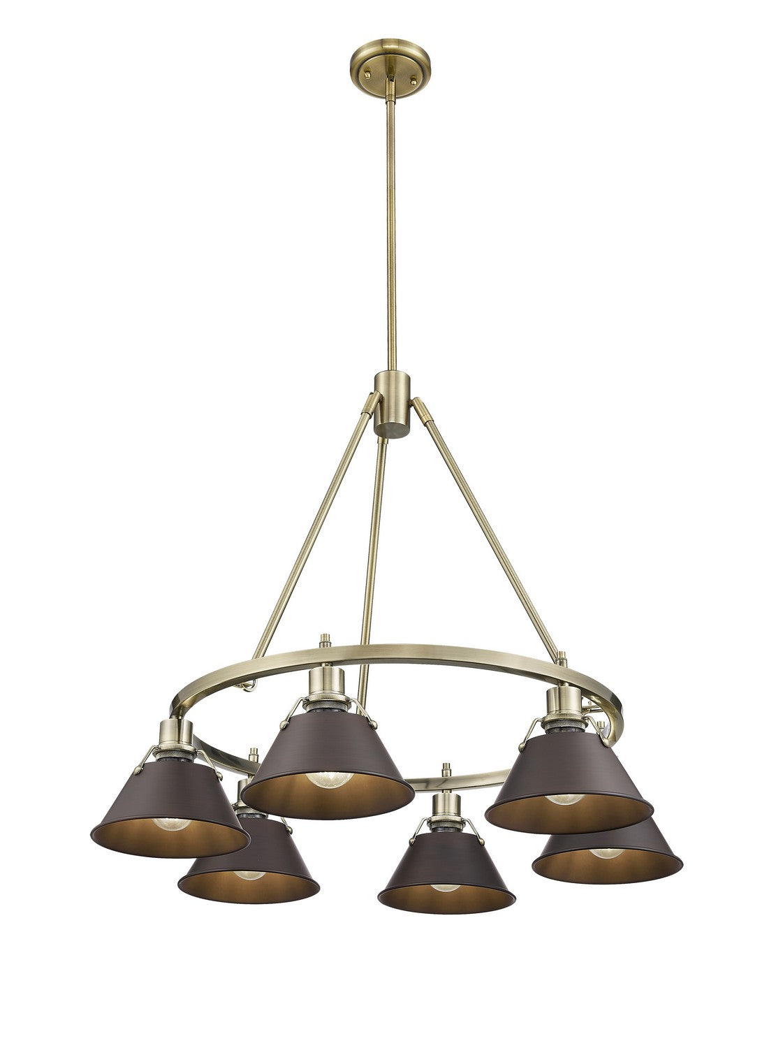 Golden - 3306-6 AB-RBZ - Six Light Chandelier - Orwell AB - Aged Brass