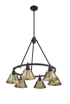 Golden - 3306-6 BLK-AB - Six Light Chandelier - Orwell BLK - Matte Black