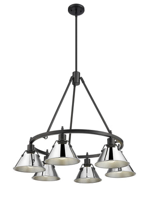 Golden - 3306-6 BLK-CH - Six Light Chandelier - Orwell BLK - Matte Black