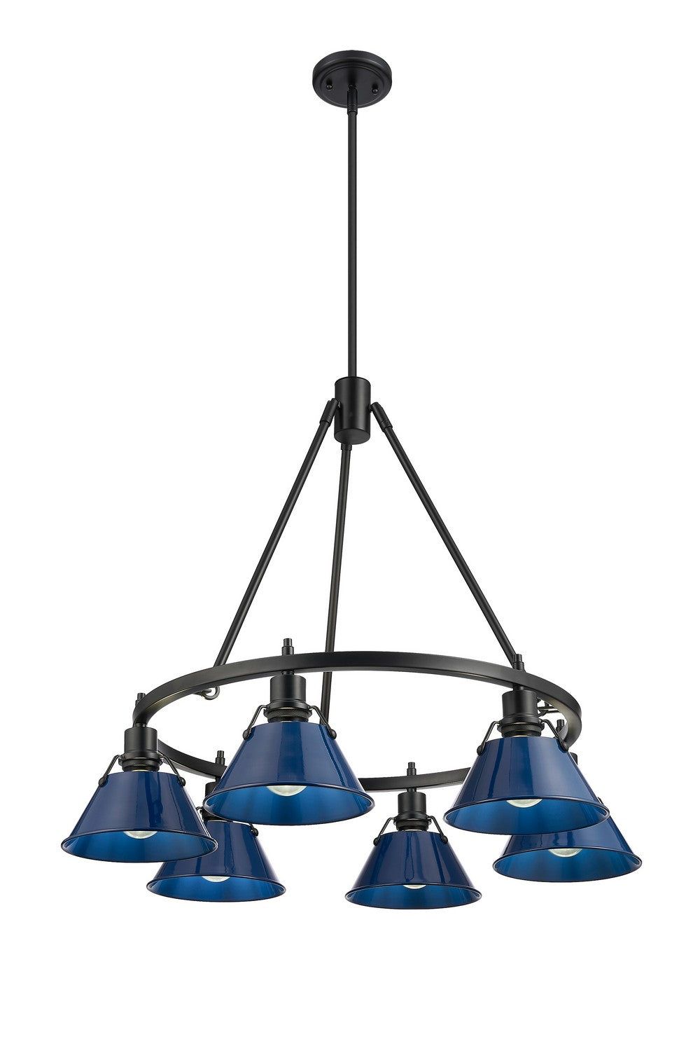 Golden - 3306-6 BLK-NVY - Six Light Chandelier - Orwell BLK - Matte Black