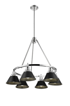 Golden - 3306-6 CH-BLK - Six Light Chandelier - Orwell CH - Chrome