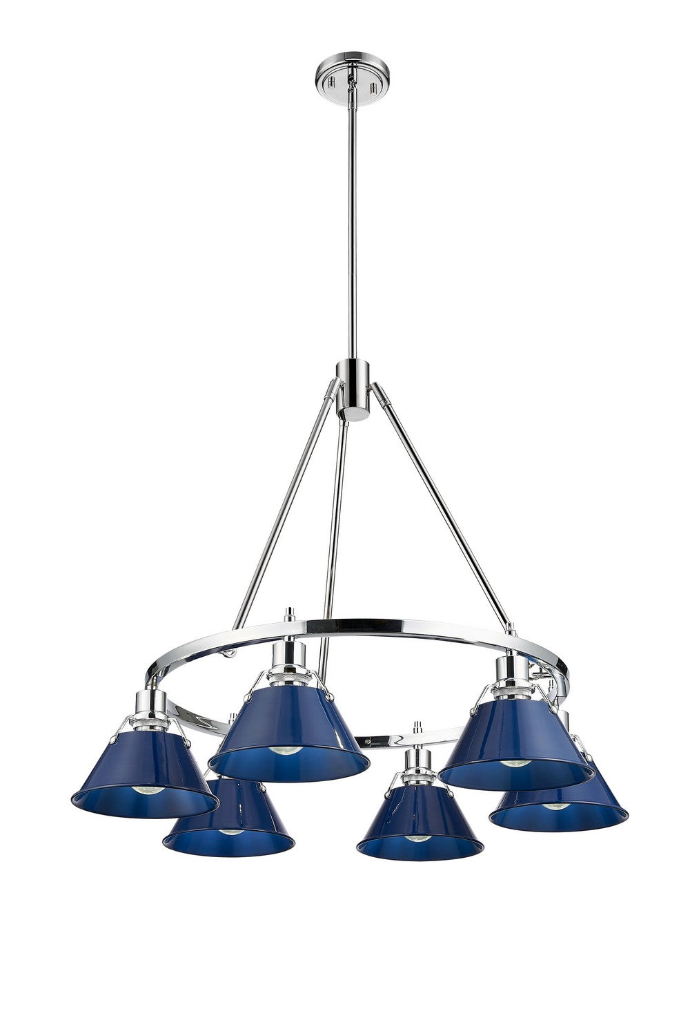 Golden - 3306-6 CH-NVY - Six Light Chandelier - Orwell CH - Chrome