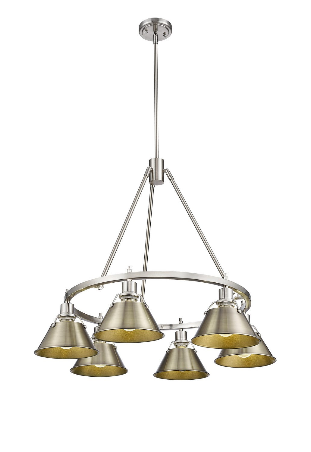 Golden - 3306-6 PW-AB - Six Light Chandelier - Orwell PW - Pewter