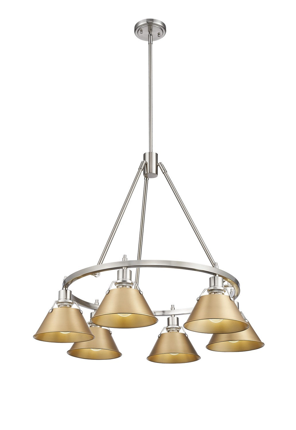 Golden - 3306-6 PW-BCB - Six Light Chandelier - Orwell PW - Pewter